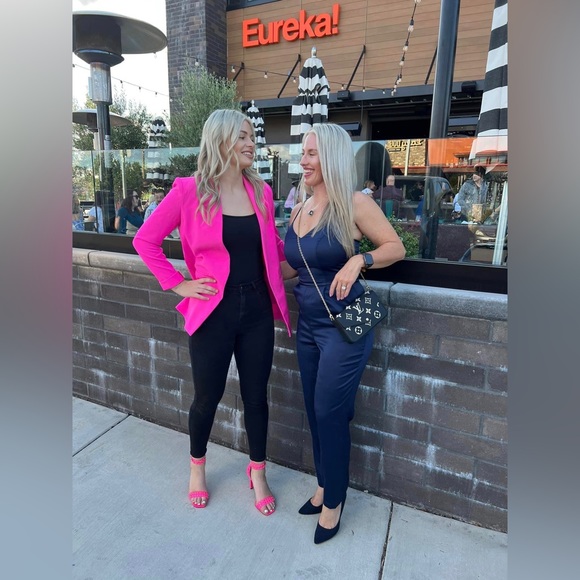 Navy blue silky pants romper. - Picture 10 of 10